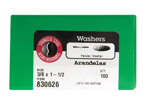 Hillman Stainless Steel 3/8 in. Fender Washer 100 pk