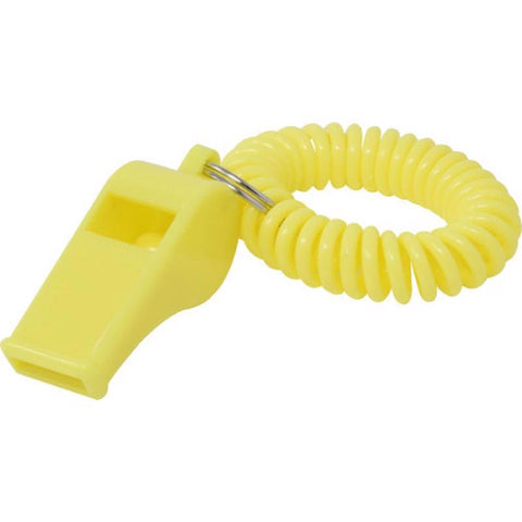 HILLMAN Plastic Assorted Sporting Whistle Wrist Coil Keychain, Pack of 24