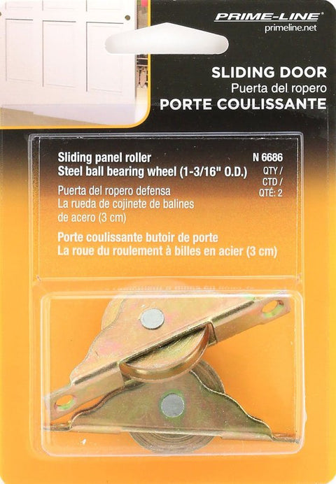 Prime-Line N 6686 Roller Assembly, 1-3/16 in Dia Roller, 5/16 in W Roller, Steel, Bottom Mounting