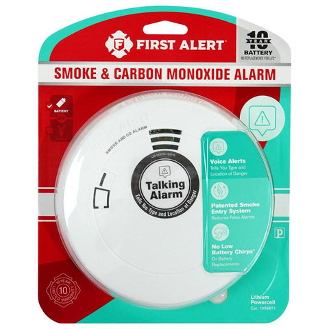First Alert 1039871 Smoke and Carbon Monoxide Alarm, 85 dB, Alarm: Audible, Electrochemical, Photoelectric Sensor