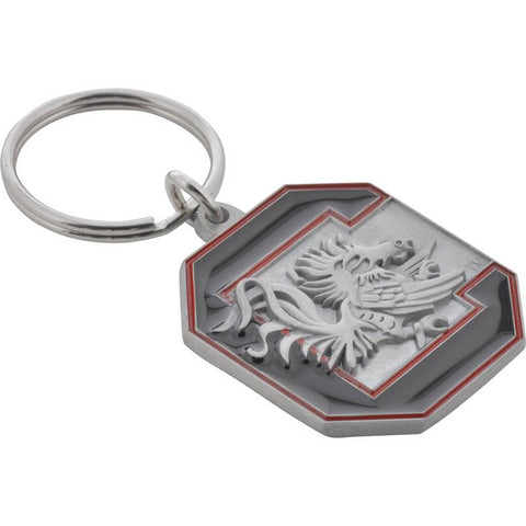 HILLMAN NCAA Tempered Steel Gray Split Ring Keychain, Pack of 3
