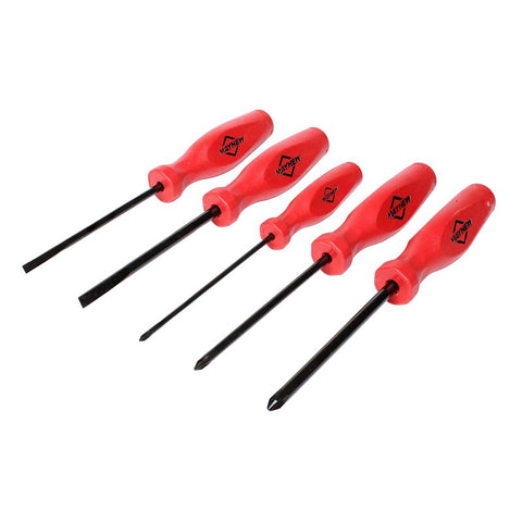 Mayhew Pro Series 26028C Screwdriver Set, 5-Piece, Alloy Steel, Brushed, Red