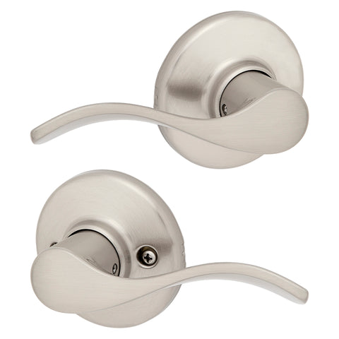 Kwikset 200BL 15 6AL Passage Lever, Satin Nickel, Zinc, Residential, Reversible Hand, 3 Grade