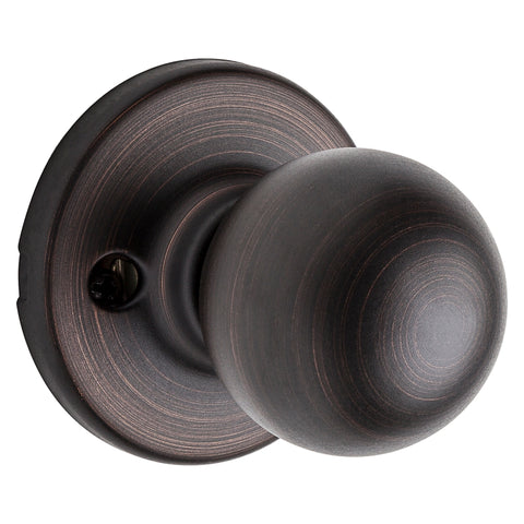 Kwikset 200P 11PCP Passage Knob, Zinc, Venetian Bronze, 2-3/8 to 2-3/4 in Backset, 1-3/8 to 1-3/4 in Thick Door