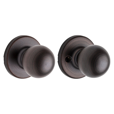Kwikset 200P 11PCP Passage Knob, Zinc, Venetian Bronze, 2-3/8 to 2-3/4 in Backset, 1-3/8 to 1-3/4 in Thick Door