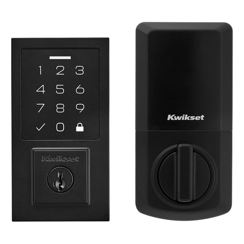 Kwikset 270 Series 9270 CNT 514 SMT RBP Smartcode Deadbolt, 2 Grade, Keyed One-Side Key, Matte Black, KW1 Keyway