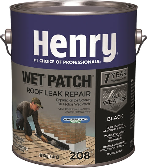 Henry Wet Patch 208R Series HE208042 Roof Cement, Black, Liquid, 1 gal Can, Pack of 4