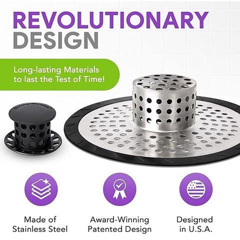 ShowerShroom Ultra Edition Brushed Stainless Steel Drain Protector