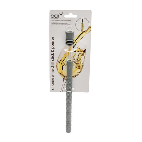 BarY3 Black/Clear Silicone Wine Chill Stick and Pourer