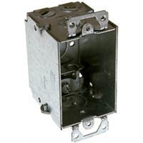 Raco 518/8518 Switch Box, 1-Gang, 5-Knockout, 1/2 in Knockout, Steel, Gray, Galvanized, Screw Mounting