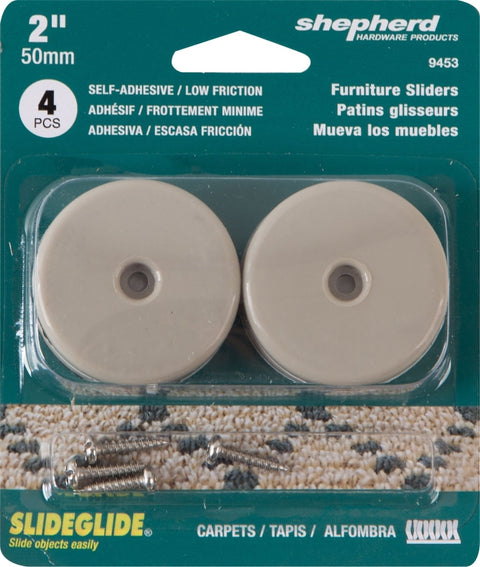 Shepherd Hardware 9453 Furniture Pad, 75 lb, PTFE, Tan, 4/PK