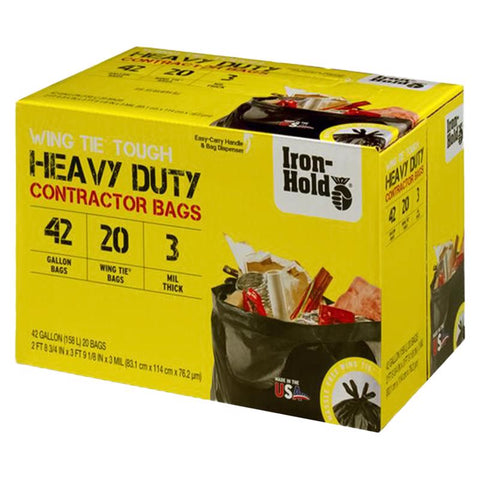 Iron-Hold 42 gal No Scent Contractor Bags Wing Ties 20 pk, Pack of 4