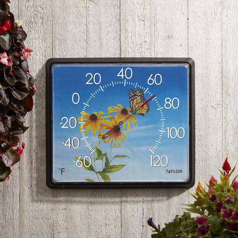 Taylor Butterfly Dial Thermometer Plastic Multicolored 14 in.