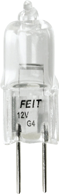 Feit Electric BPQ20T3 Halogen Bulb, 20 W, G4 Lamp Base, JC T3 Lamp, 3000 K Color Temp, 2000 hr Average Life, Pack of 12