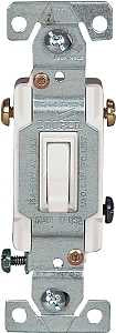 Eaton Wiring Devices 1303-7W Toggle Switch, White, Toggle Actuator, 15 A, 120 V, Polycarbonate Housing Material