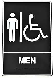 Hy-Ko DB-1 Graphic Sign, Rectangular, MEN, White Legend, Black Background, Plastic, 6 in W x 9 in H Dimensions, Pack of 3