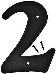 Hy-Ko 30200 Series 30202 House Number, Character: 2, 6 in H Character, Black Character, Plastic, Pack of 5