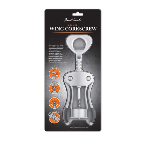 Final Touch Black/Silver Zinc Alloy Corkscrew