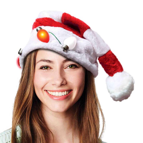 Magic Seasons Candy Cane Santa LED Hat Plush 1 pk, Pack of 12