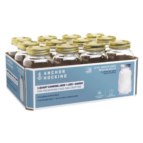 Anchor Hocking Tecnocap Regular Mouth Canning Jar 32 oz 12 pk