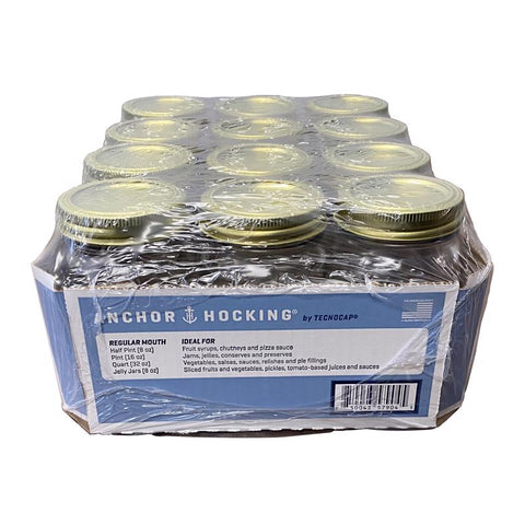 Anchor Hocking Tecnocap Regular Mouth Canning Jar 32 oz 12 pk
