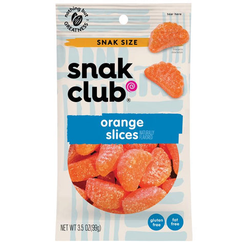 Snak Club Orange Slices Gummi Candy 3.5 oz Bagged, Pack of 12