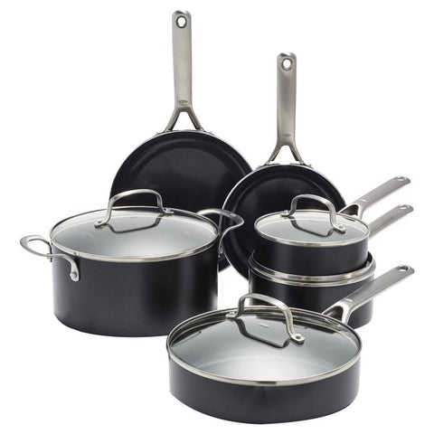 Silver Shell Cookware OXO Agility Ceramic Coated Aluminum Cookware Set Black/Silver – Shell ...