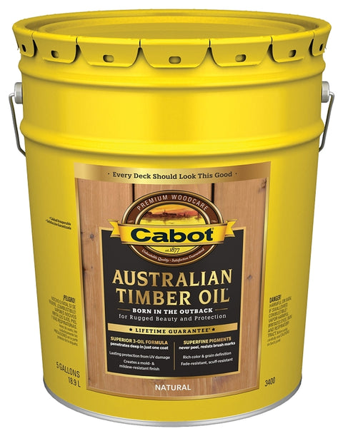 Cabot 140.0003400.008 Australian Timber Oil, Natural, Liquid, 5 gal Pail
