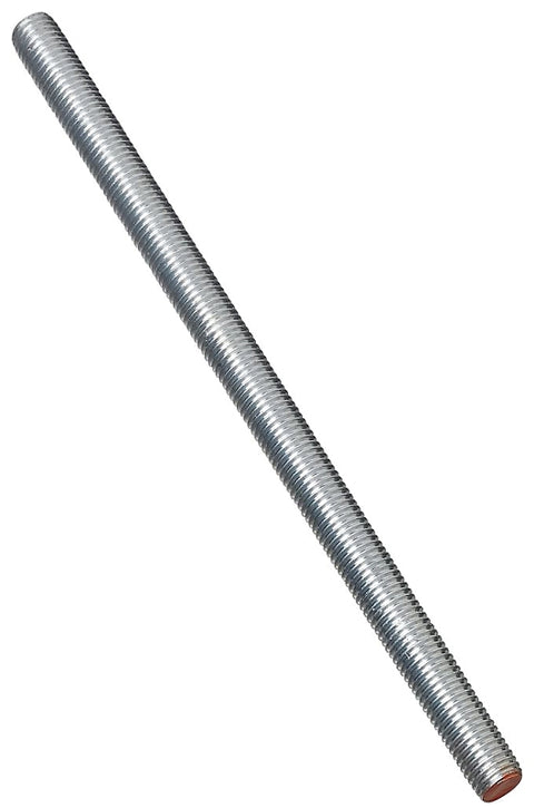 Stanley Hardware N179-366 Threaded Rod, 5/8-11 Thread, 12 in L, A Grade, Steel, Zinc, UNC Thread