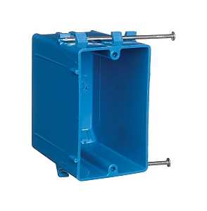 Carlon B122A-UPC Outlet Box, 1 -Gang, PVC, Blue, Nail Mounting