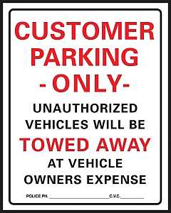 Hy-Ko 700 Parking Sign, Rectangular, Black/Red Legend, White Background, Plastic, 15 in W x 19 in H Dimensions