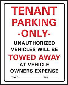 Hy-Ko 701 Parking Sign, Rectangular, Black/Red Legend, White Background, Plastic, 15 in W x 19 in H Dimensions