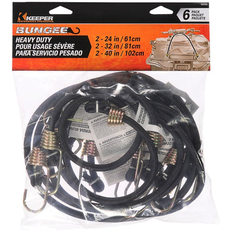 Keeper 06356 Bungee Cord, 11 in L, Rubber, Black, Hook End