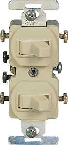 Eaton Wiring Devices 276V-BOX Combination Toggle Switch, Ivory, 15 A, 120/277 V, Screw Terminal, -40 to 65 deg C