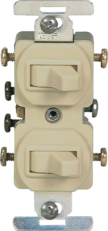 Eaton Wiring Devices 276V-BOX Combination Toggle Switch, Ivory, 15 A, 120/277 V, Screw Terminal, -40 to 65 deg C