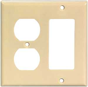 Eaton Wiring Devices 2157V-BOX Combination Wallplate, 4-1/2 in L, 4-9/16 in W, 2 -Gang, Thermoset, Ivory, Pack of 10