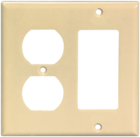 Eaton Wiring Devices 2157V-BOX Combination Wallplate, 4-1/2 in L, 4-9/16 in W, 2 -Gang, Thermoset, Ivory, Pack of 10
