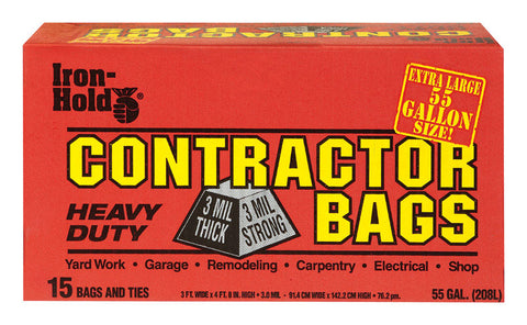 Iron Hold 55 gal. Contractor Bags Twist Tie 15 pk