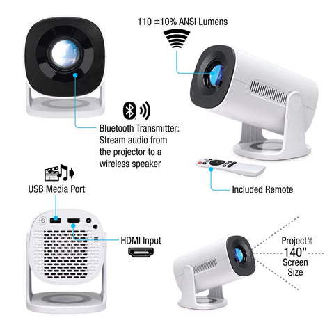 GPX 140 in. Projection Portable Projector 720p