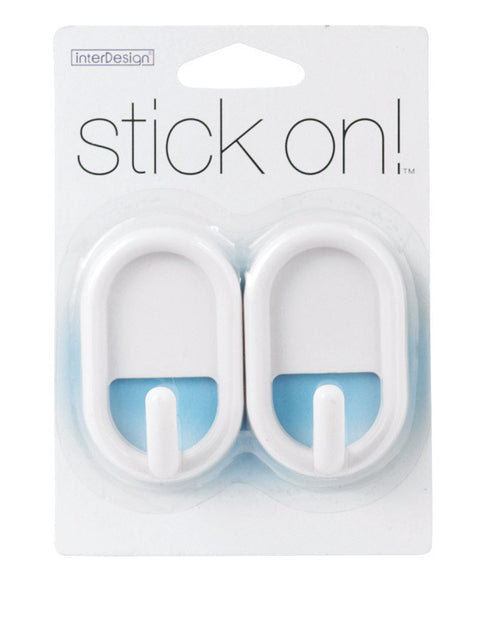 InterDesign stick on! Hook 3/4 in. L Plastic 2 pk