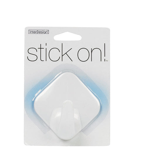 InterDesign stick on! Diamond Hook 1-9/16 in. L Plastic