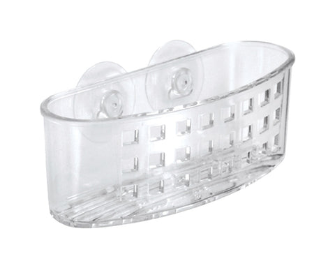 InterDesign 6.5 in. L x 2.5 in. W x 2.5 in. H Clear Plastic Suction Sponge and Scrubber Center