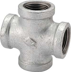 ProSource 0745 Pipe Cross, 1/2 in, Female, Malleable Iron, 40 Schedule, 300 psi Pressure