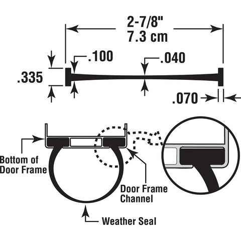 Prime-Line CCGD12128 Garage Door Weatherstrip, 3 in W, 5/64 in Thick, 16 ft L, Vinyl, Gray