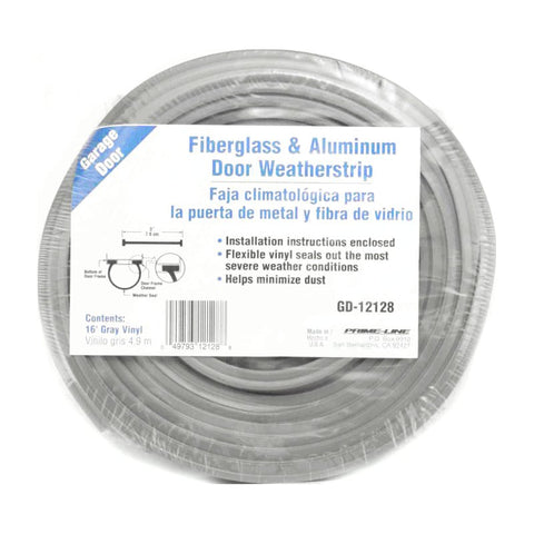 Prime-Line CCGD12128 Garage Door Weatherstrip, 3 in W, 5/64 in Thick, 16 ft L, Vinyl, Gray