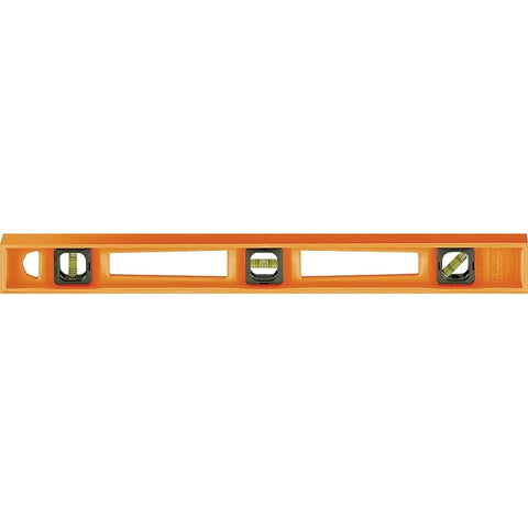 Johnson 7724-O I-Beam Level, 24 in L, 3-Vial, Non-Magnetic, Polystyrene, Orange