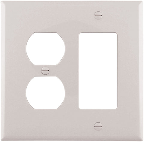 Eaton Wiring Devices PJ826W Combination Wallplate, 4-7/8 in L, 4-15/16 in W, 2 -Gang, Polycarbonate, White, Pack of 20