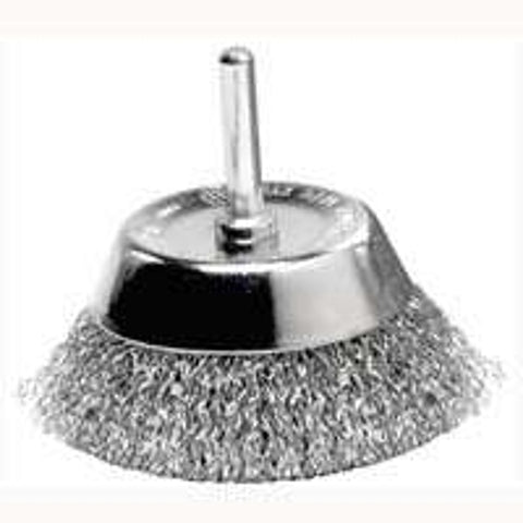 Weiler 36418 Wire Cup Brush, 1-3/4 in Dia, 1/4 in Arbor/Shank, Crimped Bristle, Steel Bristle