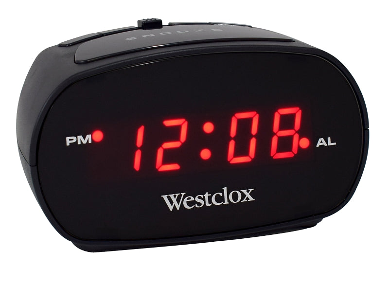 Westclox 70044A Alarm Clock, LED Display, Black Case, 4-3/4 in W x 3-1 ...