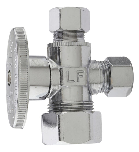 Plumb Pak PP20115LF Stop Valve, 5/8 x 3/8 x 3/8 in Connection, Compression, 400 psi Pressure, Brass Body